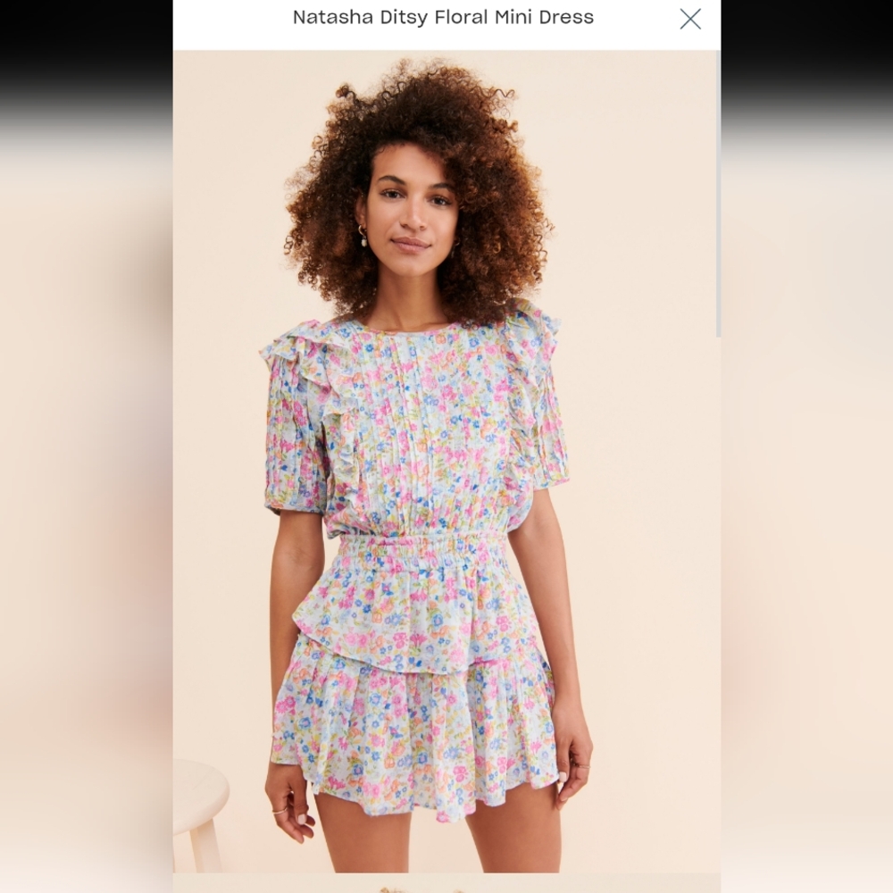LoveShackFancy Multicolor Floral Ruffle Top